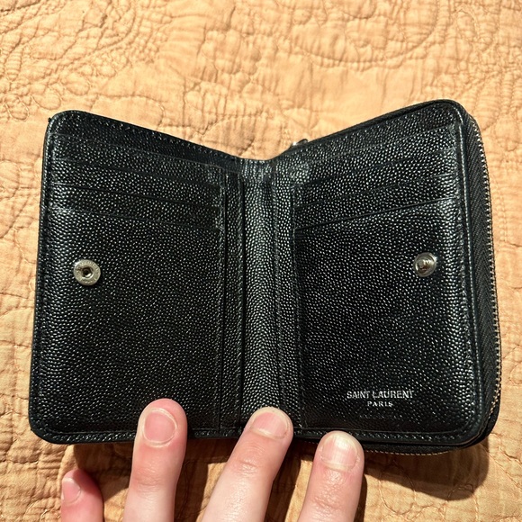 SOLD. YSL Yves Saint Laurent Cassandre Wallet - Black with Silver - Like New!! - Picture 4 of 6